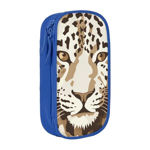 KCGSDEGV Schwarzes Federmäppchen mit braunem Muster, Leopardenmuster, großes Fassungsvermögen, niedliches Federmäppchen, Schreibwaren-Organizer, Box für Schule, Mädchen, Jungen, blau, Einheitsgröße, von KCGSDEGV