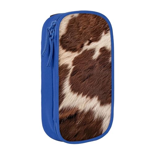 KCGSDEGV Schwarzes Federmäppchen mit braunem Rindsleder, großes Fassungsvermögen, niedliches Federmäppchen, Schreibwaren-Organizer, Box für Schule, Mädchen, Jungen, blau, Einheitsgröße, Schulranzen von KCGSDEGV