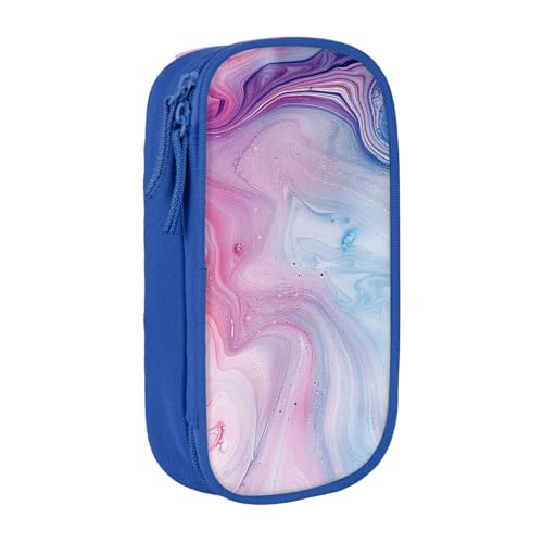 KCGSDEGV Schwarzes Federmäppchen mit buntem Marmor-Druck, großes Fassungsvermögen, niedliches Federmäppchen, Schreibwaren-Organizer, Box für Schule, Mädchen, Jungen, blau, Einheitsgröße, Schulranzen von KCGSDEGV