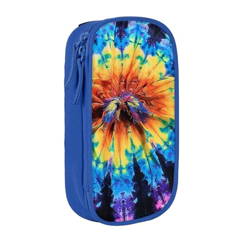 KCGSDEGV Schwarzes Federmäppchen mit exotischem Tribe-Stil, Batik-Stil, großes Fassungsvermögen, niedliches Federmäppchen, Schreibwaren-Organizer, Box für Schule, Mädchen, Jungen, blau, Einheitsgröße, von KCGSDEGV