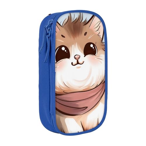 KCGSDEGV Schwarzes Federmäppchen mit niedlichem Cartoon-Katzen-Druck, großes Fassungsvermögen, niedliches Federmäppchen, Schreibwaren-Organizer, Box für Schule, Mädchen, Jungen, blau, Einheitsgröße, von KCGSDEGV