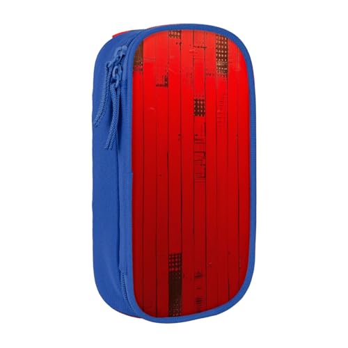 KCGSDEGV Schwarzes Federmäppchen mit rotem Streifendruck, großes Fassungsvermögen, niedliches Federmäppchen, Schreibwaren-Organizer, Box für Schule, Mädchen, Jungen, blau, Einheitsgröße, Schulranzen von KCGSDEGV