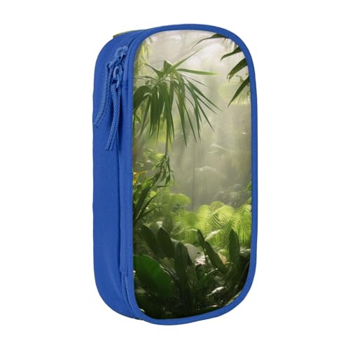 KCGSDEGV Schwarzes Federmäppchen mit tropischem Regenwald-Dschungel-Szene, großes Fassungsvermögen, niedliches Federmäppchen, Schreibwaren-Organizer, Box für Schule, Mädchen, Jungen, blau, von KCGSDEGV