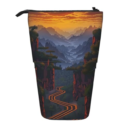 KCGSDEGV Shining Overlook Prints Stehendes erweiterbares Federmäppchen Organizer für Schulstifte, Make-up und Reisen für Studenten und Künstler, Schwarz , Einheitsgröße, Schulranzen von KCGSDEGV