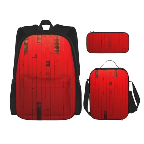 KCGSDEGV Stadion Fußball Satdium Feld Licht Nacht bedruckte Drucke Schultasche Set 3-teiliges Büchertaschen-Set mit Lunchtasche Federmäppchen Niedlich Student Rucksack Set für Teenager Mädchen Jungen von KCGSDEGV