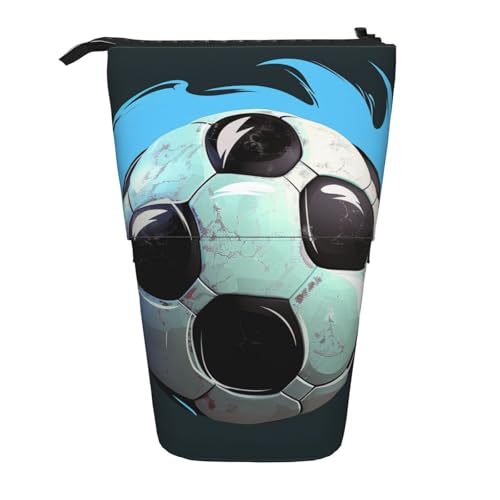 KCGSDEGV Stehendes Federmäppchen mit Fußball-Aufdruck, erweiterbar, Organizer für Schulstifte, Make-up und Reisen, für Studenten und Künstler, Schwarz , Einheitsgröße, Schulranzen von KCGSDEGV