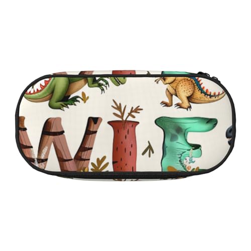 KCGSDEGV Stilvolle Lernalphabete mit Dinosaurier-Aufdruck, Federmäppchen, Schreibwaren-Organizer, Stifte-Tasche, Make-up-Tasche für Reisen, Schule, Arbeit, Schwarz , Einheitsgröße, Schulranzen von KCGSDEGV