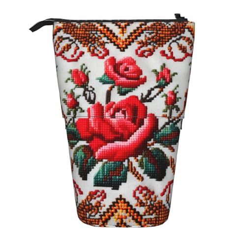 KCGSDEGV Ukrainischer Stickerei-Stil Rose Prints Stehend Erweiterbar Federmäppchen Organizer für Schulstifte, Make-up & Reisen für Studenten & Künstler, Schwarz , Einheitsgröße, Schulranzen KCGSDEGV Ukrainischer Stickerei-Stil Rose Prints Stehend Erweiterbar Federmäppchen Organizer für Schulstifte, Make-up & Reisen für Studenten & Künstler, Schwarz , Einheitsgröße, Schulranzen von KCGSDEGV