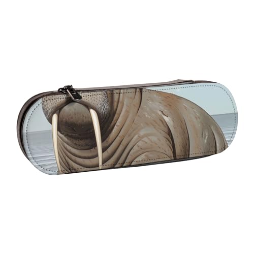 KCGSDEGV Walrus Federmäppchen für Schule, Mädchen, Jungen, niedliches Leder-Federmäppchen mit Reißverschluss, Schreibwaren-Organizer-Box, Schwarz , Einheitsgröße, Schulranzen von KCGSDEGV