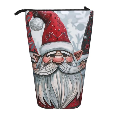 KCGSDEGV Weihnachtsmann-Zwerg-Drucke, stehend, erweiterbar, Federmäppchen, Organizer für Schule, Stifte, Make-up und Reisen, für Studenten und Künstler, Schwarz , Einheitsgröße, Schulranzen von KCGSDEGV
