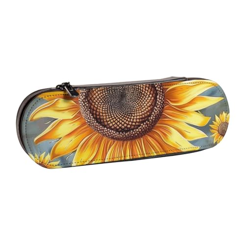 KCGSDEGV You are My Sunshine Federmäppchen mit Sonnenblumen-Motiv, bedruckt, für Schule, Mädchen, Jungen, niedliches Leder-Federmäppchen mit Reißverschluss, Schreibwaren-Organizer-Box, Schwarz , von KCGSDEGV