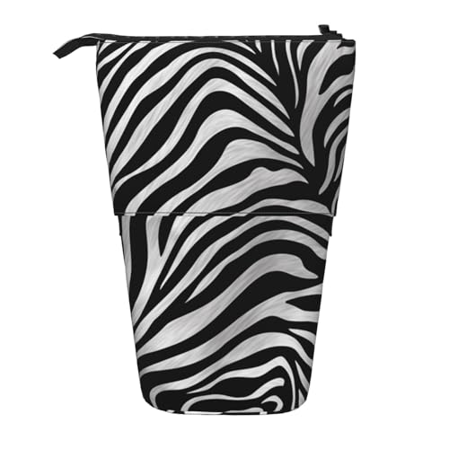 KCGSDEGV Zebra-Print Prints Stehendes erweiterbares Federmäppchen Organizer für Schulstifte, Make-up & Reisen für Studenten & Künstler, Schwarz , Einheitsgröße, Schulranzen von KCGSDEGV