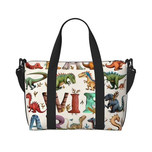 Reisetasche mit Wildhirsch-Druck, leicht, wasserabweisend, Wochenendtasche, geräumig, für Männer, Frauen und Jugendliche, Stilvolle Lern-Alphabete mit Dinosauriern, Einheitsgröße, Reisetasche von KCGSDEGV