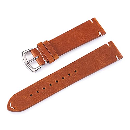 Handgefertigte Wachs Ölhaut Watch -Gurte Vintage echtes Leder -Watchband -Kalb -Wach -Watch Braun Farben 18mm 20mm 22 mm 24 mm (Orange, 22 mm) von KCHSRKHXC