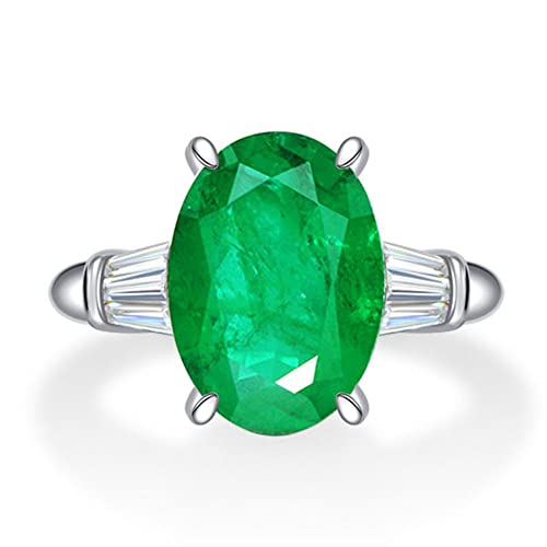 KCHSRKHXC 100% Oval Emerald Gemstone Birthstone Wedding Engagement Ring Fine Jewelry s von KCHSRKHXC