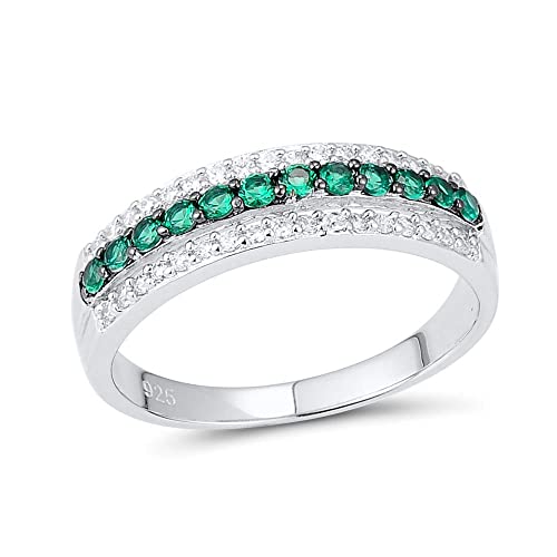 KCHSRKHXC 100% Ring For Women Round Rings Green Spinel White Cubic Zirconia Party Fine Jewelry von KCHSRKHXC