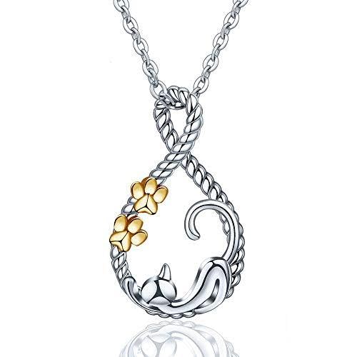 KCHSRKHXC 100% Sterling Silver Silver Naughty Cat Pendant Necklace Cat Paw Charm Choker Collar For Female Fine Jewelry Women Gift KCHSRKHXC 100% Sterling Silver Silver Naughty Cat Pendant Necklace Cat Paw Charm Choker Collar For Female Fine Jewelry Women Gift von KCHSRKHXC