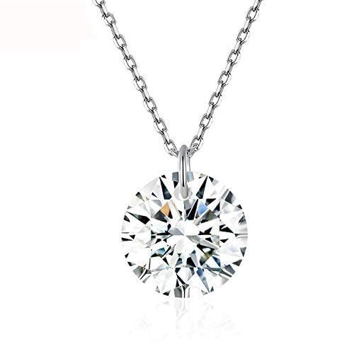 KCHSRKHXC 100% Sterling Silver Silver Stylish Zircon Necklaces Round Crystal Pendant For Women Long Chain Link Wedding Jewelry von KCHSRKHXC