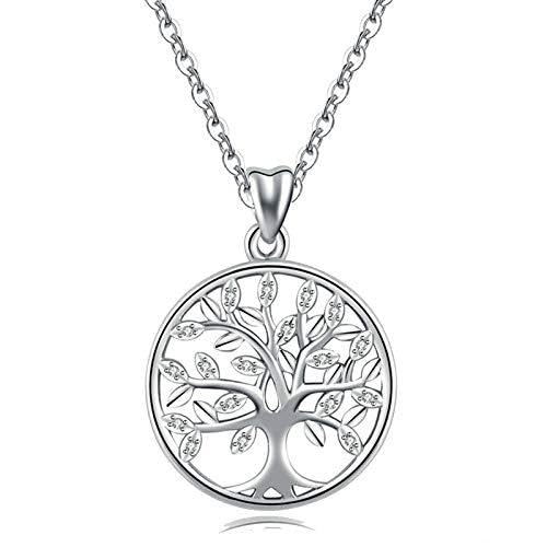 KCHSRKHXC 100% Sterling Silver Silver Tree Of Life Pendant Necklaces With Aaa Zircon Women Fashion Jewelry Gift For Girl Birthday von KCHSRKHXC