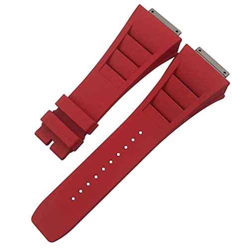 KCHSRKHXC 19 mm Gummi-Uhrenarmband Ersatz für Richard Mille RM035 011 055 030 Schwarz Weiß Rot Metall Interface Uhrenarmband Herkunft China, 19 mm, Standard, Standard von KCHSRKHXC