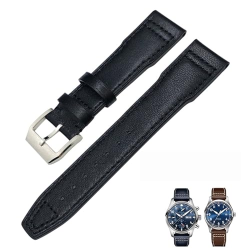 KCHSRKHXC 20mm 21mm 22 mm echtes Leder -Uhrband für IWC Pilots Uhr IW3777 Portofino Mark 18 schwarzblau braune Armband Armbänder Männer Männer von KCHSRKHXC