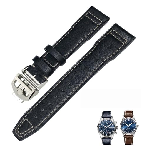 KCHSRKHXC 20mm 21mm 22 mm echtes Leder -Uhrband für IWC Pilots Uhr IW3777 Portofino Mark 18 schwarzblau braune Armband Armbänder Männer Männer von KCHSRKHXC