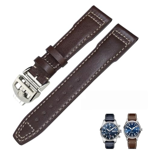 KCHSRKHXC 20mm 21mm 22 mm echtes Leder -Uhrband für IWC Pilots Uhr IW3777 Portofino Mark 18 schwarzblau braune Armband Armbänder Männer Männer von KCHSRKHXC