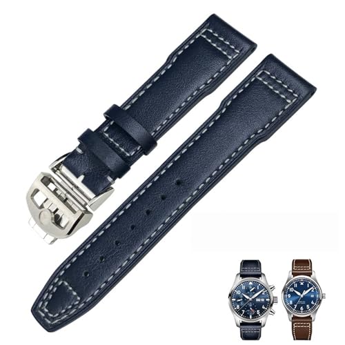 KCHSRKHXC 20mm 21mm 22 mm echtes Leder -Uhrband für IWC Pilots Uhr IW3777 Portofino Mark 18 schwarzblau braune Armband Armbänder Männer Männer von KCHSRKHXC