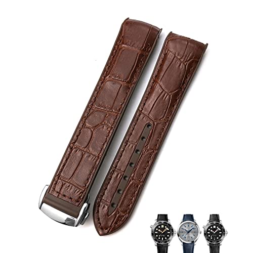 KCHSRKHXC 20mm 22mm Leather Cowhide Rubber Watchbands Fit For Omega Planet Ocean 600 GMT Orange Watch Strap von KCHSRKHXC