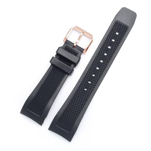KCHSRKHXC 22 mm schwarzes gebogenes Ende weiches Silikon -Gummi -Uhren -Band -kompatibel mit IW390209 -Riemen von KCHSRKHXC
