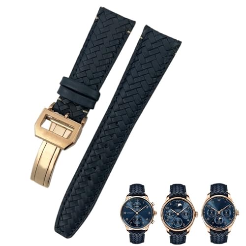 KCHSRKHXC 22mm 20mm 21mm 9mm Cowide gewebte Uhrenband Passform für Piloten Uhren Portofino IW5007 Blaues Weich -Leder -Uhrengurt von KCHSRKHXC