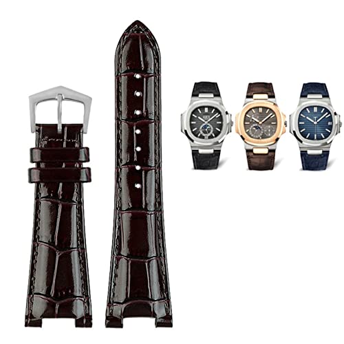 KCHSRKHXC 25X13mm notch Leather Watch Strap + connector For Patek Philippe Nautilus 5711 5726 5712g watchband wristband Bracelet von KCHSRKHXC