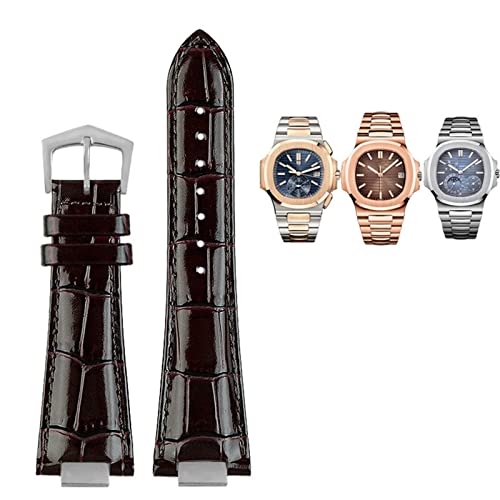 KCHSRKHXC 25X13mm notch Leather Watch Strap + connector For Patek Philippe Nautilus 5711 5726 5712g watchband wristband Bracelet von KCHSRKHXC