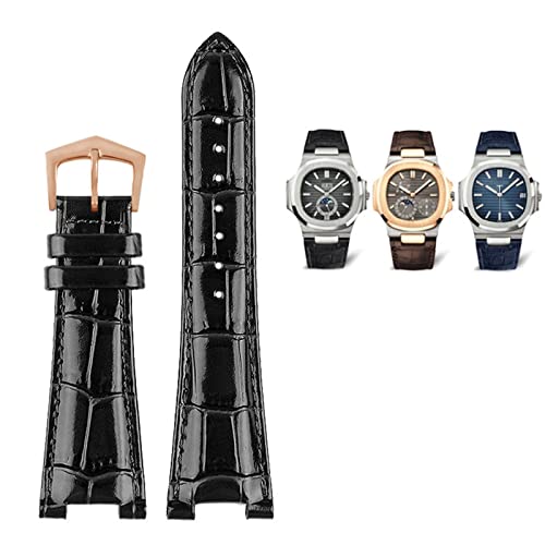 KCHSRKHXC 25X13mm notch Leather Watch Strap + connector For Patek Philippe Nautilus 5711 5726 5712g watchband wristband Bracelet von KCHSRKHXC