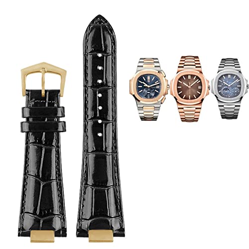 KCHSRKHXC 25X13mm notch Leather Watch Strap + connector For Patek Philippe Nautilus 5711 5726 5712g watchband wristband Bracelet von KCHSRKHXC