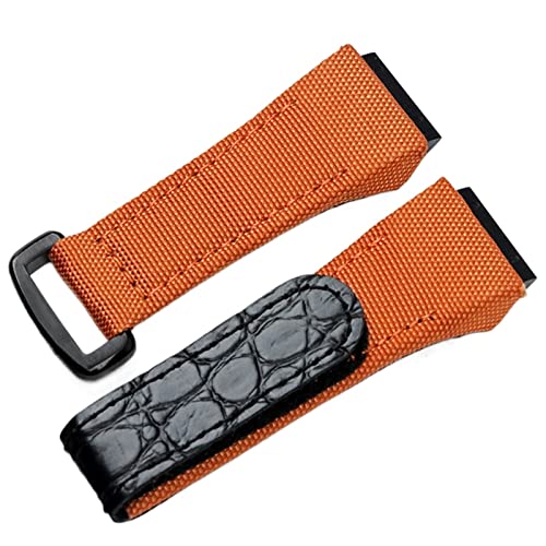 KCHSRKHXC 25mm Men Nylon Fabric with Leather Watchband for Richard Watch Mille Strap Band Bracelet Buckle for Spring Bar Version (Color : Orange, Size : 25mm) von KCHSRKHXC