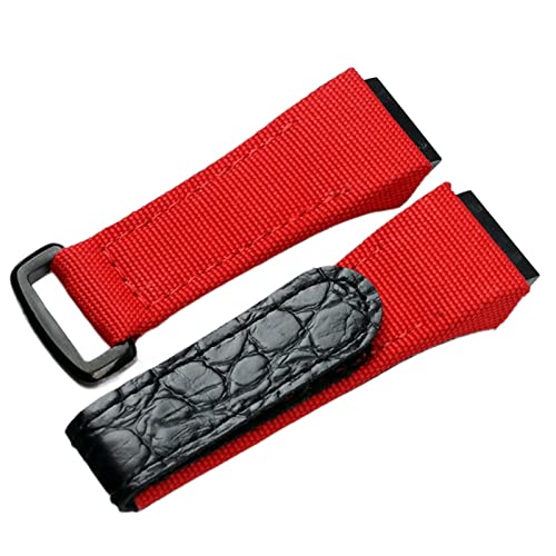 KCHSRKHXC 25mm Men Nylon Fabric with Leather Watchband for Richard Watch Mille Strap Band Bracelet Buckle for Spring Bar Version (Color : Orange, Size : 25mm) von KCHSRKHXC