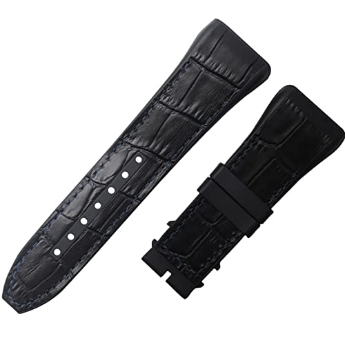 KCHSRKHXC 28mm Nylon Cowhide Silicone Watch Strap Black Blue Folding Buckle Watchband for Franck Muller Series von KCHSRKHXC