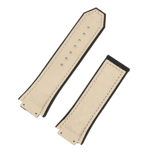 KCHSRKHXC 29 x 19 mm Leder-Kautschuk-Silikon-Uhrenarmband kompatibel mit 30-mm-Serie (Farbe: beigefarbenes Armband, Größe schwarze Schnalle) von KCHSRKHXC