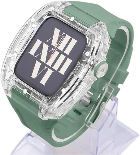 KCHSRKHXC 44mm 45 mm transparent Uhrengehäuse Sport Gummiband ， für Ultra 9 8 7 6 5 4 SE -Serie Ersatz ， Sportgurte Clear Watch Case Bezel Mod Kit Accessoires von KCHSRKHXC