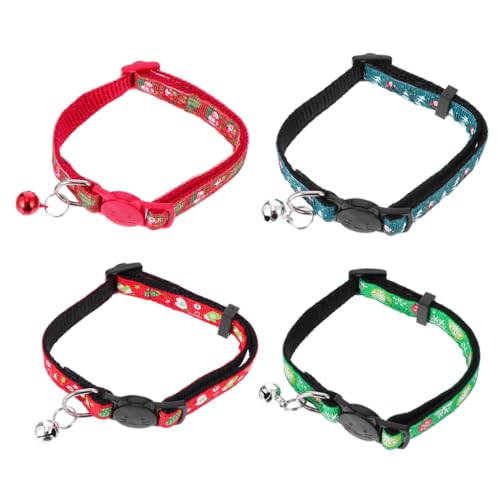 KCHSRKHXC 4pcs Verstellbare Weihnachtshalsketten mit Glockenliebhabend Stoffmaterial Schöne Weihnachtskragen für Hunde und Katzen stilvolle Urlaubszubehör Passform Pass. von KCHSRKHXC