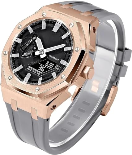 KCHSRKHXC 5th Gen Metal Watch Case+Rubber Band Mod Kit，For GM2100 Ga2100/GA2110 Stainless Steel Bezel Strap Modfication Men's Watch Modding Replacement Accessories Set von KCHSRKHXC