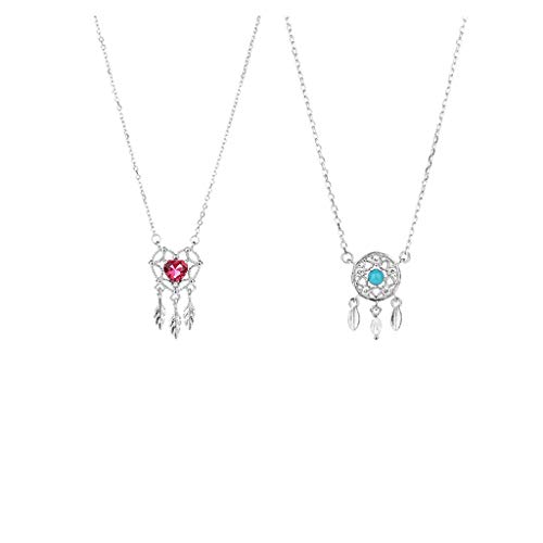 KCHSRKHXC Anhänger Halsketten Traumfänger Halskette Sterling Silber Silber Retro Temperament Temperament Kette Frauen für Frauen (Farbe: Blu) von KCHSRKHXC