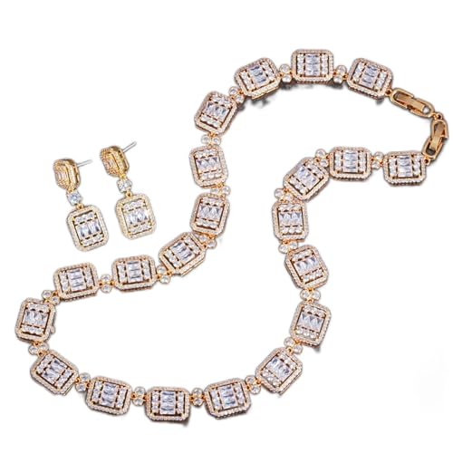 KCHSRKHXC Brautschmuck Set Zirkonia Weiß Zirkonia Brautschmuck Set für Damen Abendkleider von KCHSRKHXC