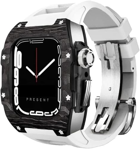 KCHSRKHXC Carbon Fiber Bezel Watch Case Fluorine Rubber Band,For Series 9 8 7 6 5 4 SE 44mm 45mm Replacement Accessories,Watch Case Strap Stainless Steel ClaspKit KCHSRKHXC Carbon Fiber Bezel Watch Case Fluorine Rubber Band,For Series 9 8 7 6 5 4 SE 44mm 45mm Replacement Accessories,Watch Case Strap Stainless Steel ClaspKit von KCHSRKHXC