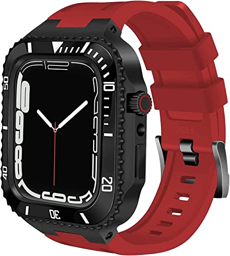 KCHSRKHXC Ceramics Watch Case+Watch Band Modification Kit，For 8 7 45mm，Metal Stainless Steel Bezel Silicone Watch Strap Retrofit Set，For Series 6 SE 5 4 44mm von KCHSRKHXC