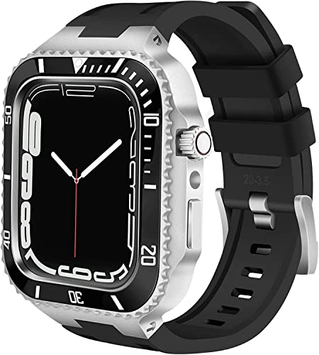 KCHSRKHXC Ceramics Watch Case+Watch Band Modification Kit，For 8 7 45mm，Metal Stainless Steel Bezel Silicone Watch Strap Retrofit Set，For Series 6 SE 5 4 44mm von KCHSRKHXC