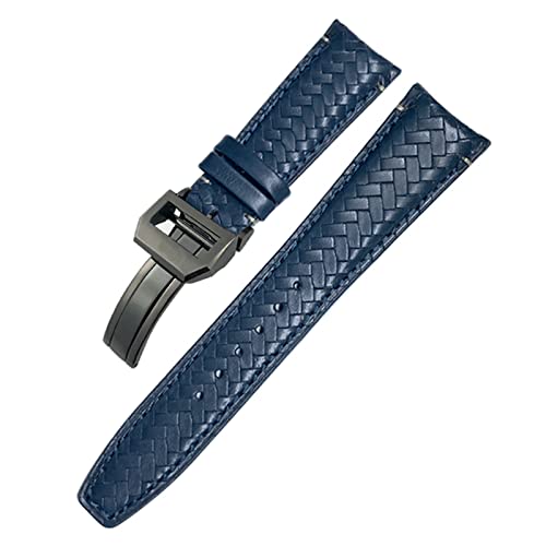 KCHSRKHXC Curved End Cowhide Woven Watchband 20mm 21mm 22mm Fit For Pilots Genuine Leather Watch Strap von KCHSRKHXC