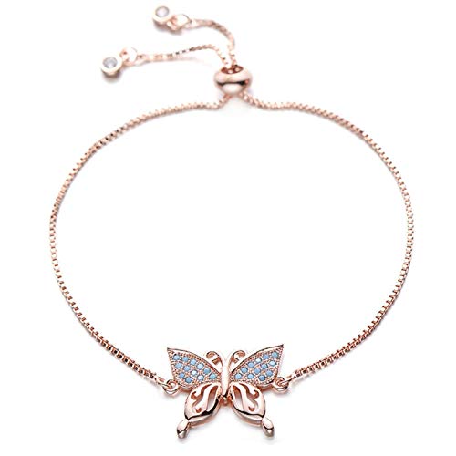 KCHSRKHXC Damen-Schmuck, blaue Zirkonia, verstellbare Kette, Geschenkidee von KCHSRKHXC