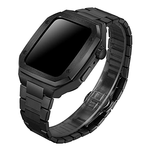 KCHSRKHXC Edelstahl Metal Watch Case Watch Armband ， für Band 45mm 44mm Serie 9 8 7 6 Se 5 4 Uhr Ersetzen von KCHSRKHXC